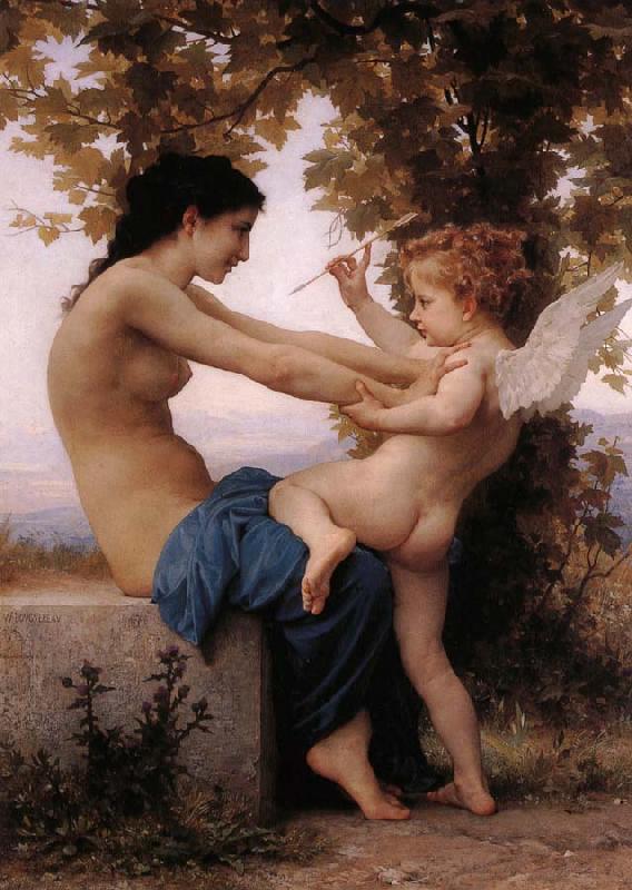 Adolphe William Bouguereau Girl Defending Herself Against Love